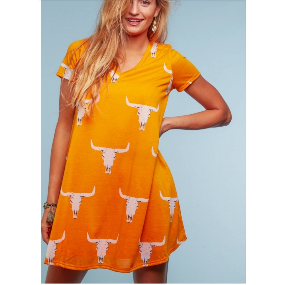 🆕️ Orange Western Shift Dress